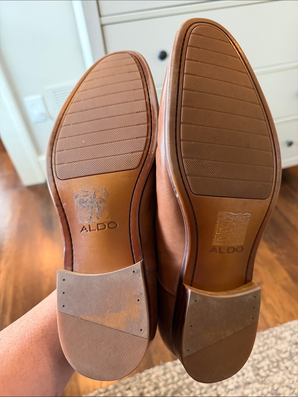 Aldo Men's Cognac Brown Leather Oxfords - Picture 12 of 12